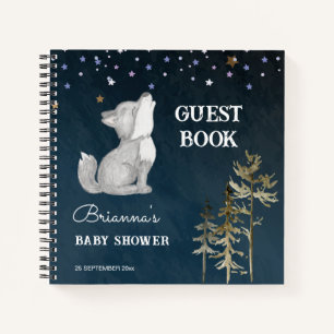 Little wolf themed baby shower guest book