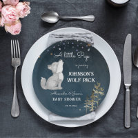 Little wolf themed baby shower tableware