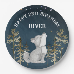Little wolf themed birthday party printed paper plate