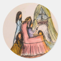 Little Women Reading Letter Sticker