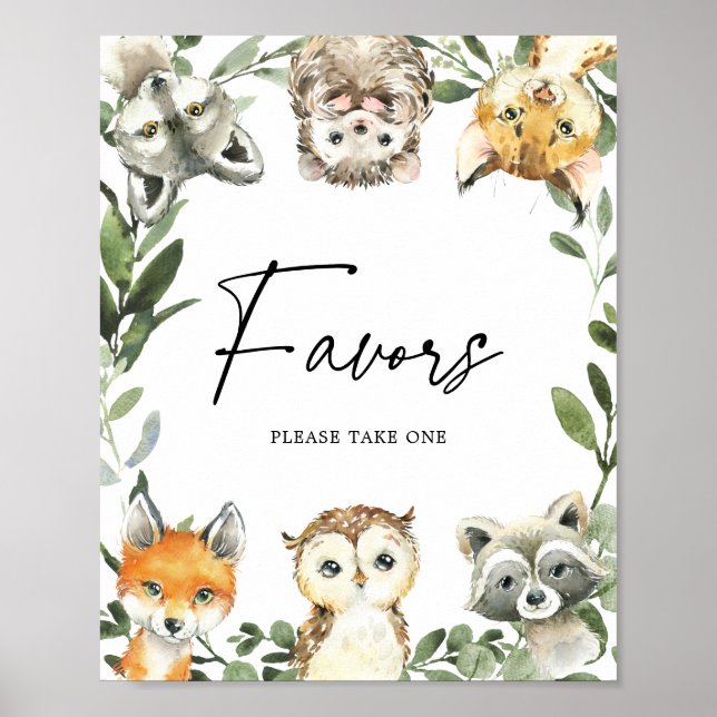 Little Woodland Baby Shower Favors Sign (Front)
