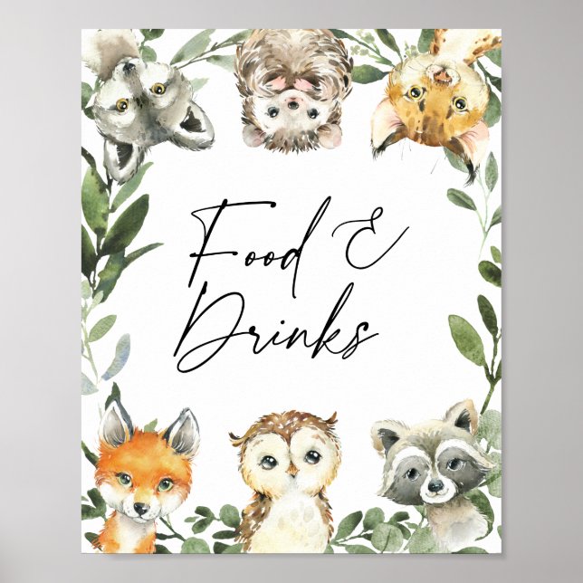 Little Woodland Baby Shower Food and Drinks Sign (Front)