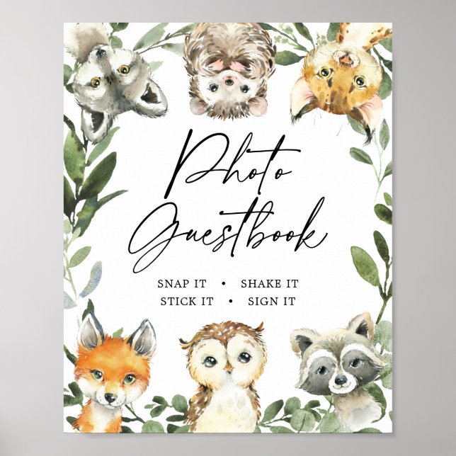 Little Woodland Baby Shower Photo Guestbook Sign (Front)