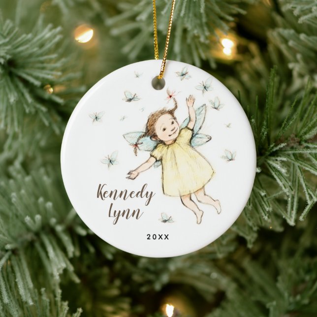 Little Woodland Fairy Personalised Girl's Name Ceramic Tree Decoration (Tree)