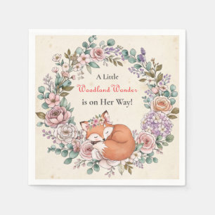 Little Woodland Wonder is on her Way   Baby Shower Napkin
