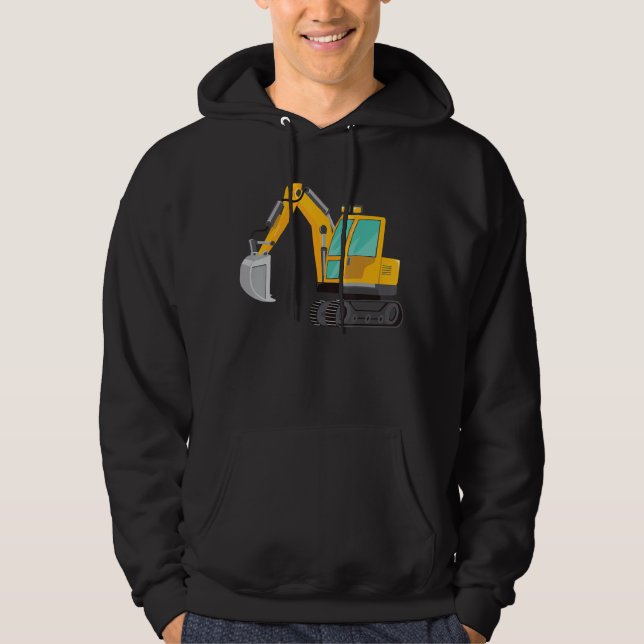 Little Worker Construction Excavator Tractor Hoodie (Front)