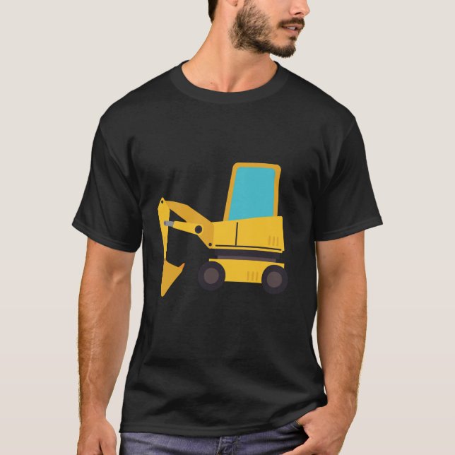 Little Worker Construction Orange Tractor T-Shirt (Front)