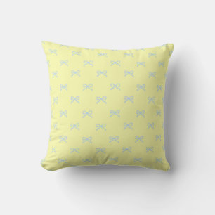 Little Yellow & Blue Bow Girly Coquette  Cushion