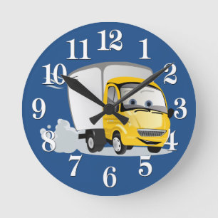 Little Yellow Cartoon Truck for Kids! Round Clock
