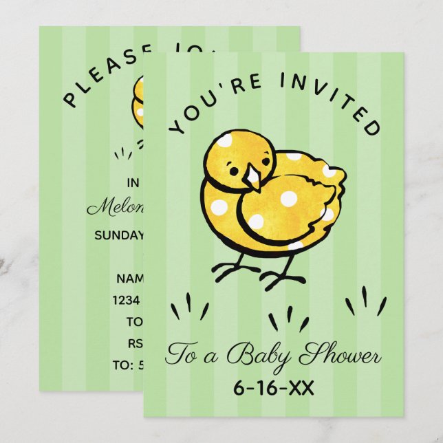 Little Yellow Chick Baby Shower Invitation (Front/Back)