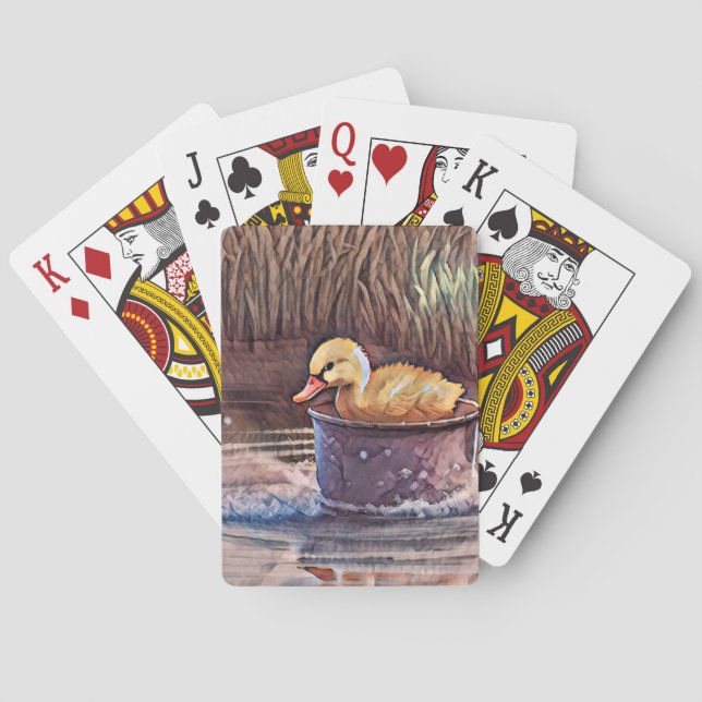 Little Yellow Duckling Playing In Bucket Cards (Back)