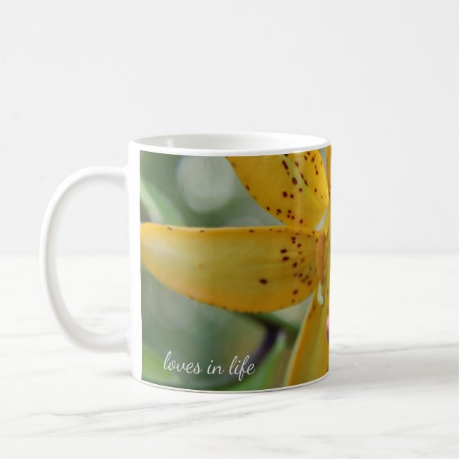 Little Yellow Lily Flower Coffee Mug (Left)