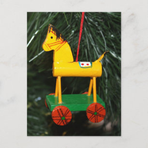 Little Yellow Rocking Horse Ornament Postcard