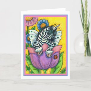 LITTLE ZEBO WHIMSYNICKER, ZEBRA UNICORN Blank Holi Holiday Card