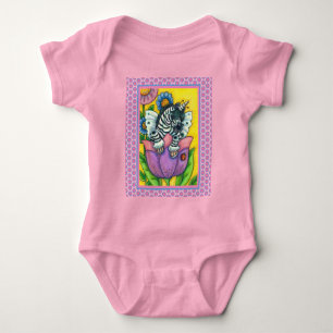 LITTLE ZEBO WHIMSYNICKER, ZEBRA UNICORN Fantasy Baby Bodysuit