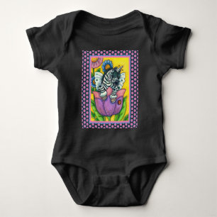 LITTLE ZEBO WHIMSYNICKER, ZEBRA UNICORN Fantasy Baby Bodysuit