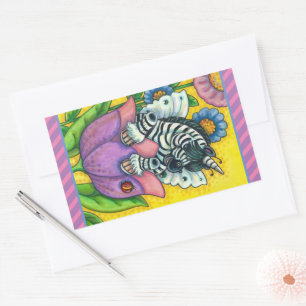 LITTLE ZEBO WHIMSYNICKER, ZEBRA UNICORN Fantasy Rectangular Sticker