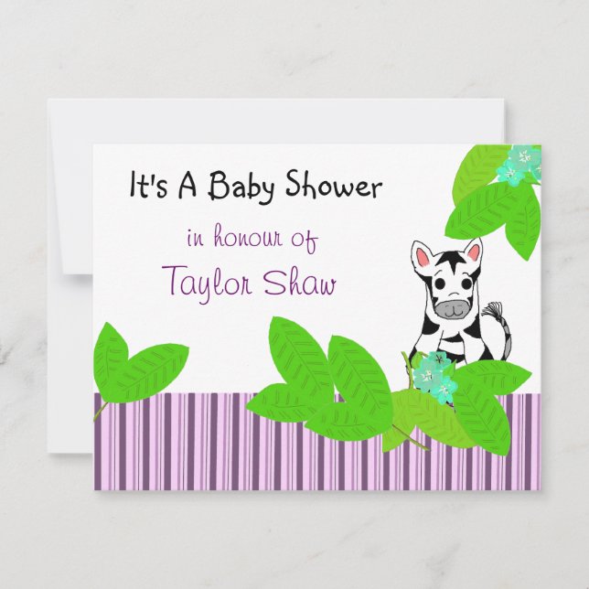 Little Zebra Baby Shower Invitation (Front)