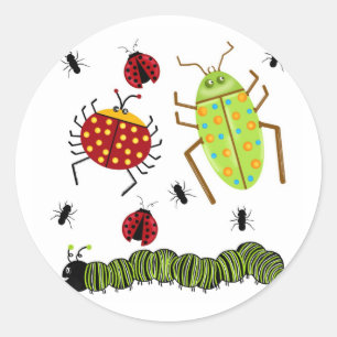 Littlebeane Bugs Insects  Ladybug Ant Caterpillar Classic Round Sticker