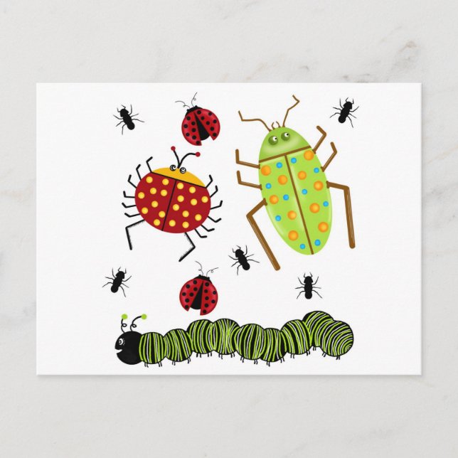 Littlebeane Bugs Insects  Ladybug Ant Caterpillar Postcard (Front)