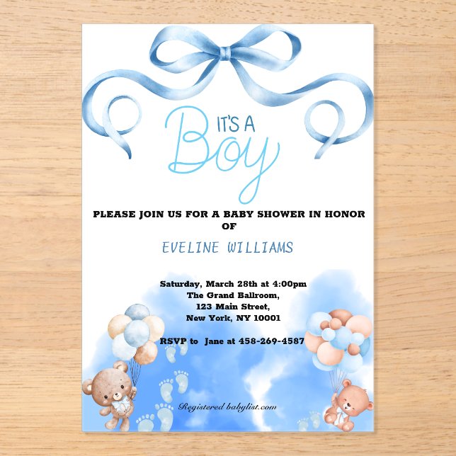 LittleBOY Acrylic Invitations (Front)