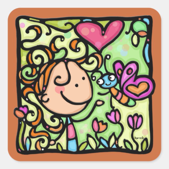 LittleGirlie and her butterfly. GR Square sticker (Front)