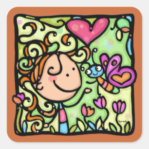 LittleGirlie and her butterfly. GR Square sticker