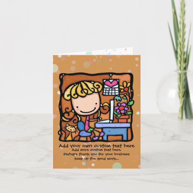 LittleGirlie appreciates your business RUST Thank You Card (Front)
