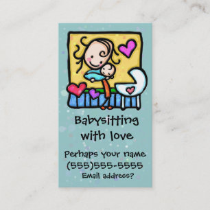LIttleGirlie Babysitter Child Care Custom card