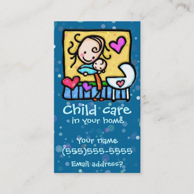 LIttleGirlie Babysitter Child Care Custom card BLU (Front)