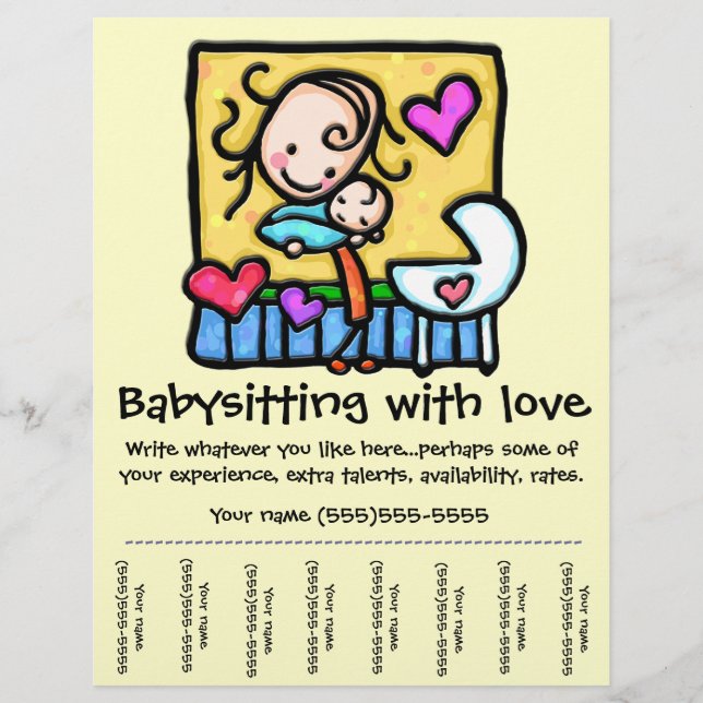 LittleGirlie Babysitting custom tear-sheet flyer (Front)