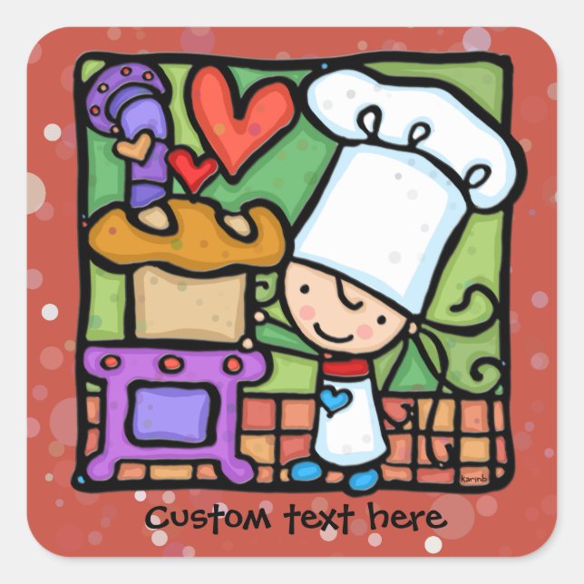 LittleGirlie Chef loves to bake bread  DK Rust Square Sticker (Front)