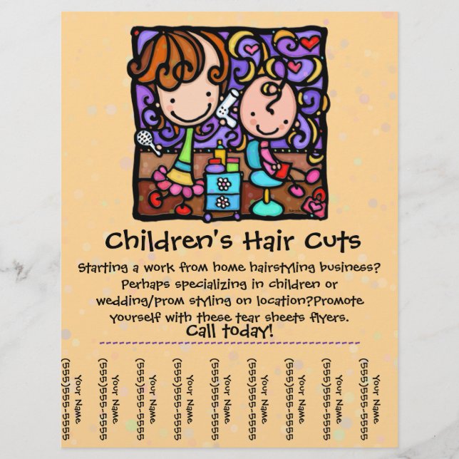 LittleGirlie cuts & styles childrens' hair! TAN Flyer (Front)