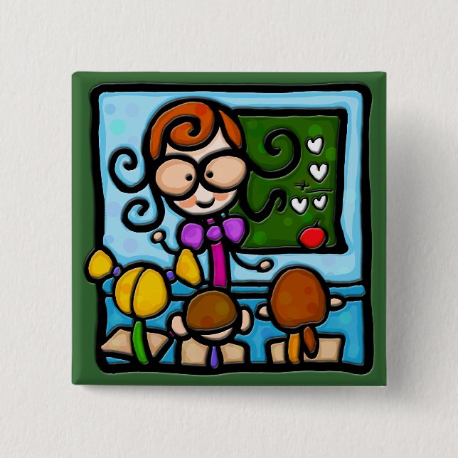 LittleGirlie plays teacher! 15 Cm Square Badge (Front)