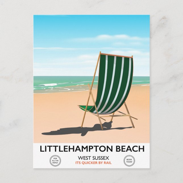 Littlehampton Beach East Sussex travel poster Postcard (Front)