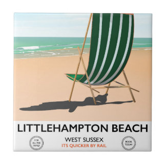 Littlehampton Beach East Sussex travel poster Tile