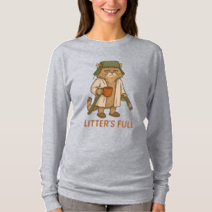Littlers Full Cat Coffee, Funny Cat Lover Caffeine T-Shirt