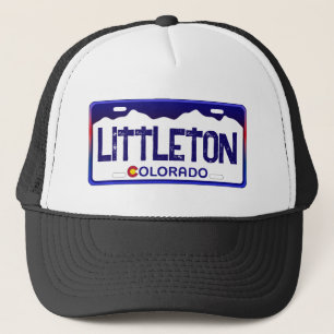 Littleton Colorado blue license plate hat