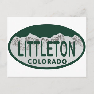 Littleton license oval postcard