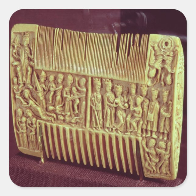 Liturgical comb, School of St.Albans, c.1120 Square Sticker (Front)