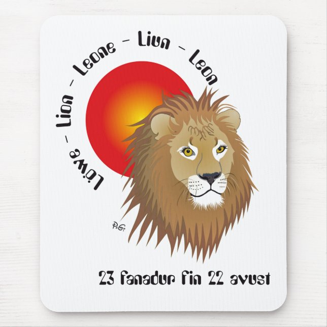 Liun 23 fanadur fin 22 avust Mauspad Mouse Mat (Front)