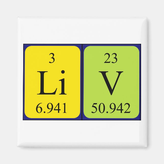 Liv periodic table name magnet (Front)