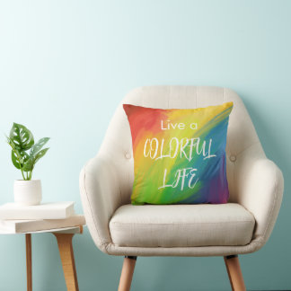 Live A Colourful Life Throw Pillow