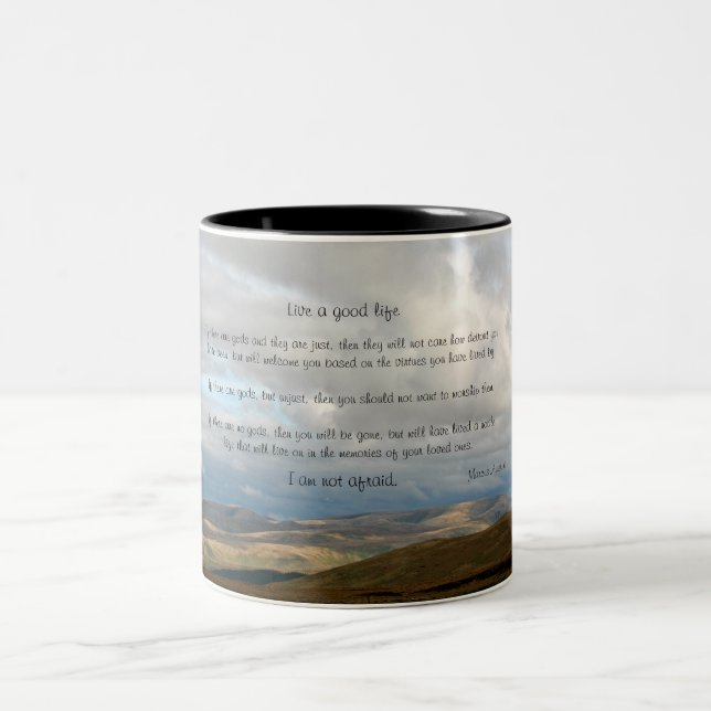 Live a good life - Marcus Aurelius Two-Tone Coffee Mug (Center)