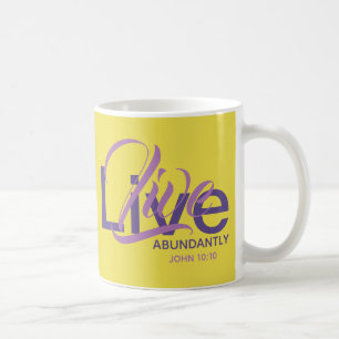 Live Abundantly John 10:10 Yellow Custom Scripture Coffee Mug