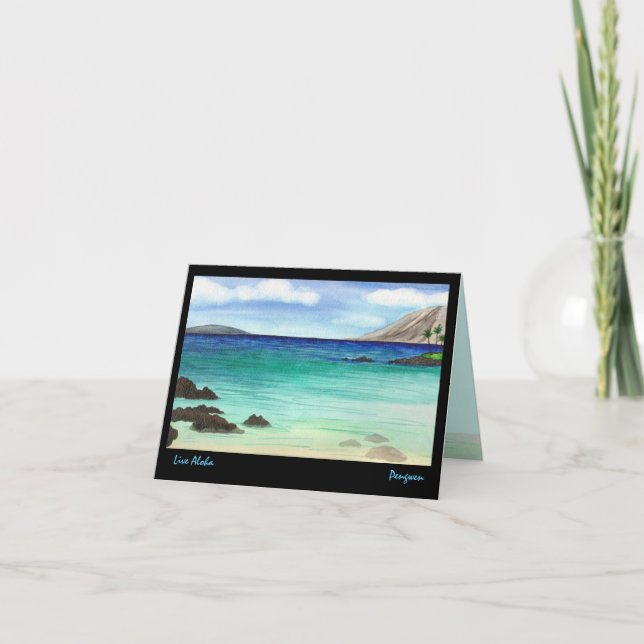 Live Aloha greeting card, painting of South Maui Card (Front)