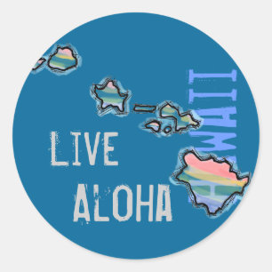 Live Aloha Hawaiian island stickers