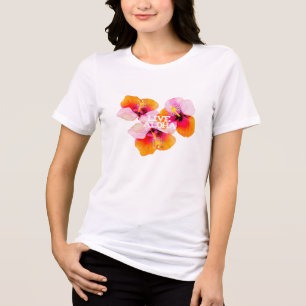 Live Aloha Hibiscus Floral Tropical Flowers Hawaii Tri-Blend Shirt
