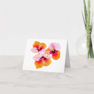 Live Aloha Tropical Pink Orange Hibiscus Wedding Thank You Card