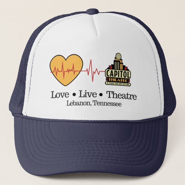 Live and breathe theatre ball cap. trucker hat (Front)